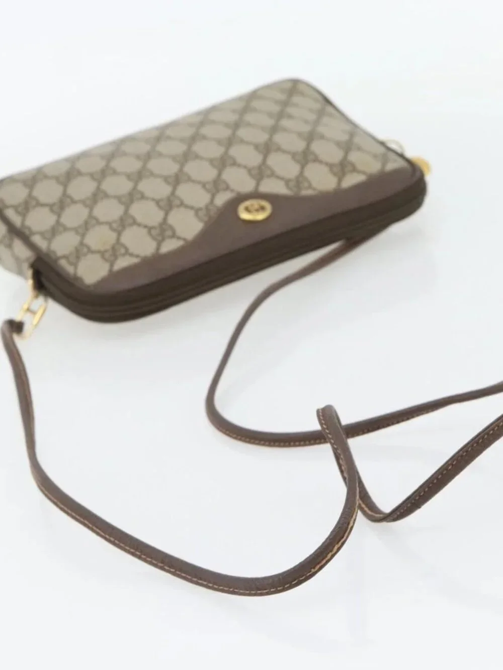 GUCCI GG Supreme Shoulder Bag PVC Beige Gold 97 02 068 Auth 182410